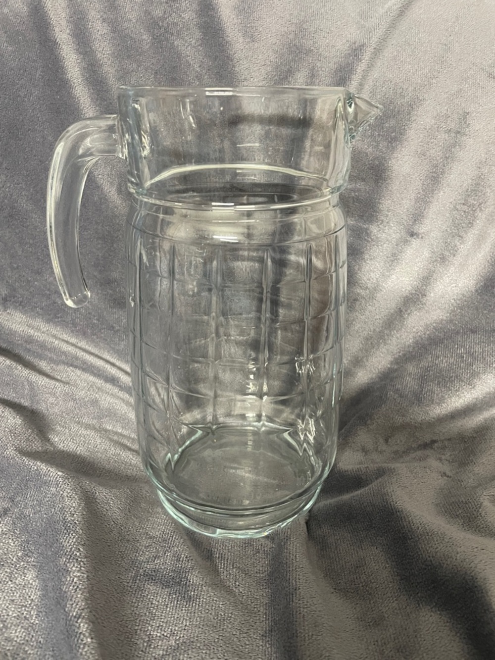 Pasabahce Glass Pitcher with Window Pane Cubic Design 64oz - Vintage